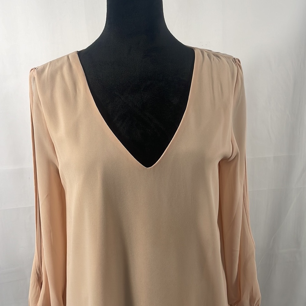 Lulus Shifting Dears blush pink Long sleeve dress,V Neck, size Large - Picture 3 of 12